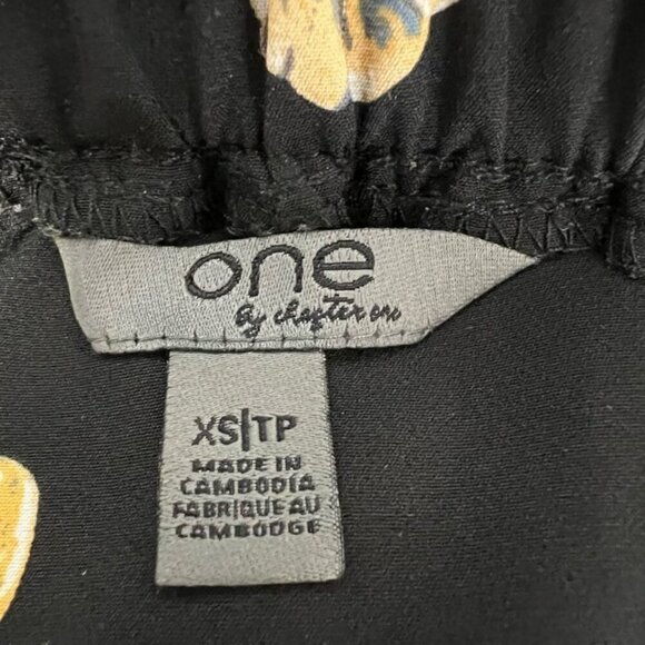 One Womens Jogger Pants Black Floral High Rise Elastic Waist Pockets XS - Picture 10 of 10